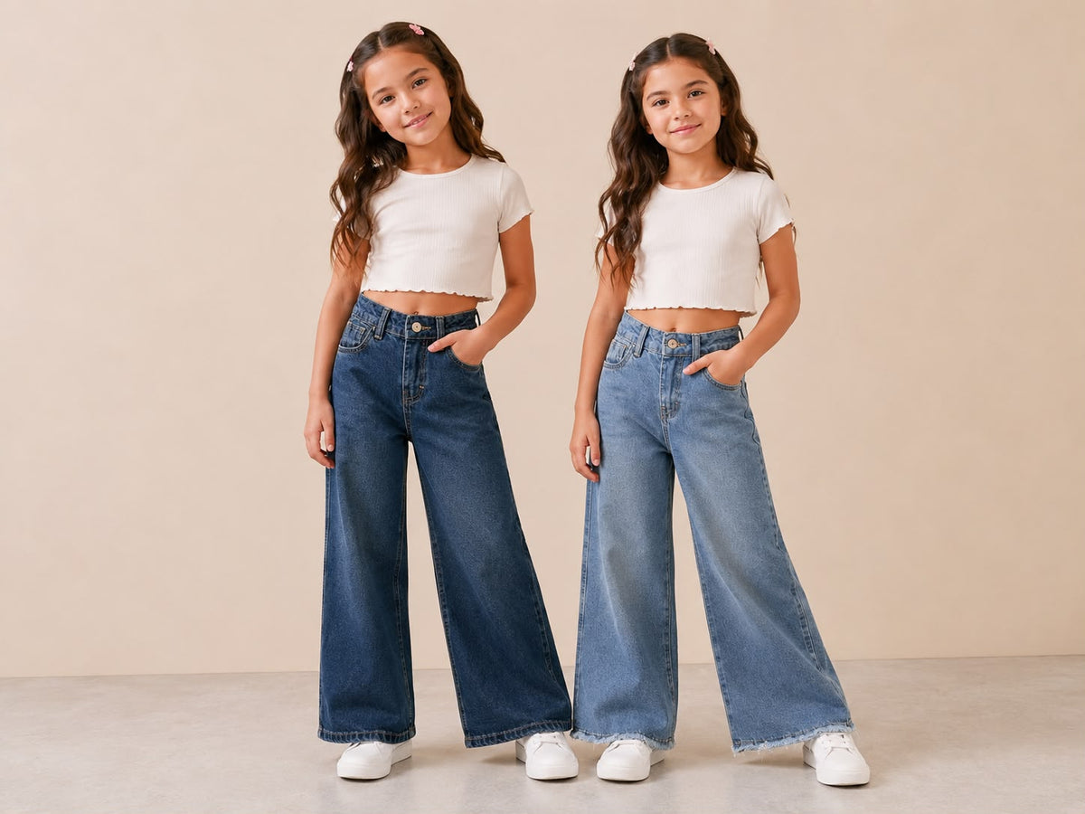 Jeans Wide Leg para Niña | Mezclilla Pierna Ancha ✨👖