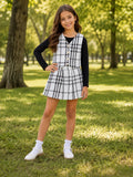 Conjunto para Niña de Chaleco y Falda Plisada a Cuadros | Outfit Elegante 3 Piezas