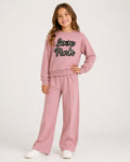 Conjunto Deportivo para Niña Love Pink | Sudadera y Pantalón Wide Leg