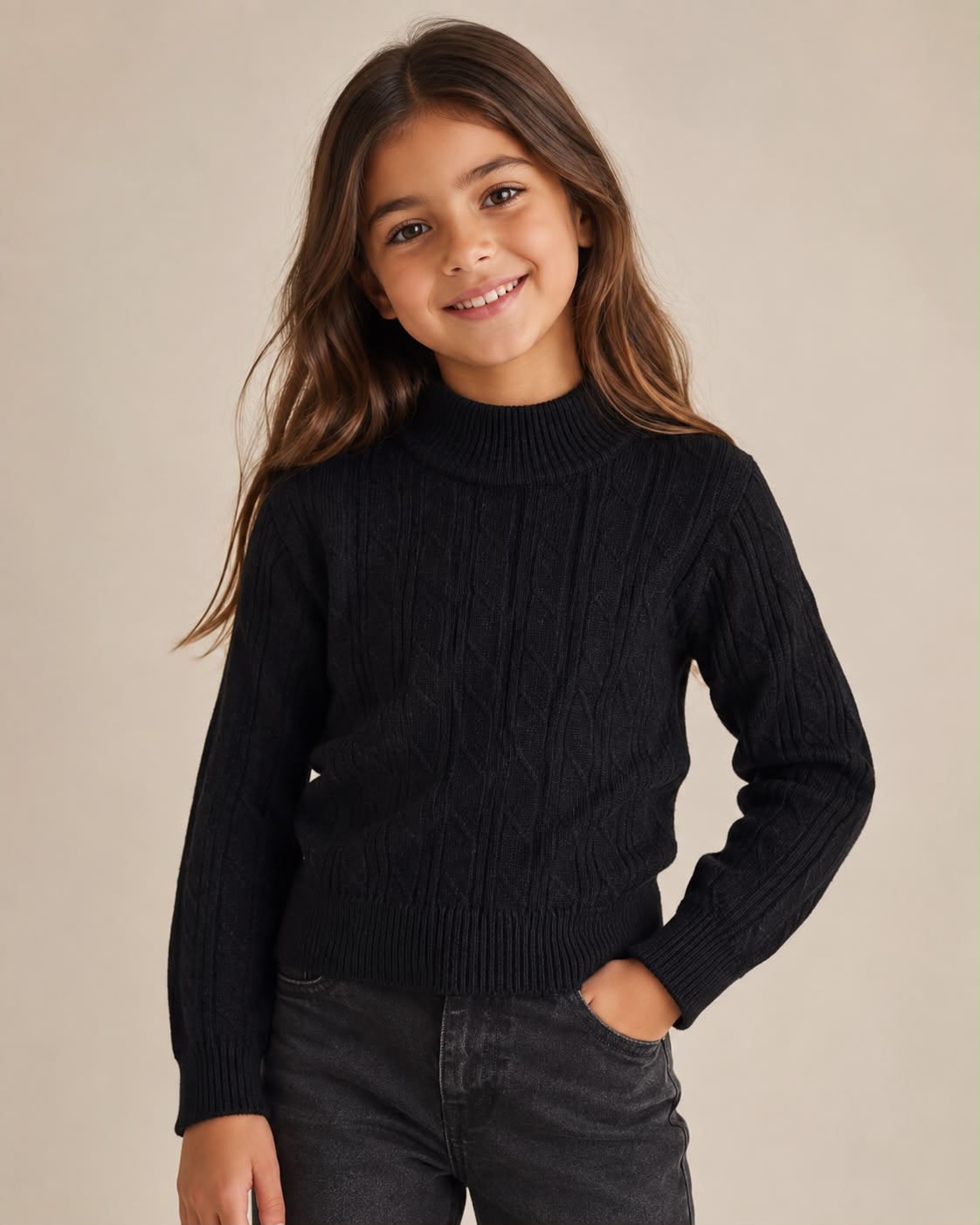 Suéter Tejido para Niña Cuello Alto | Manga Larga | Varios Colores