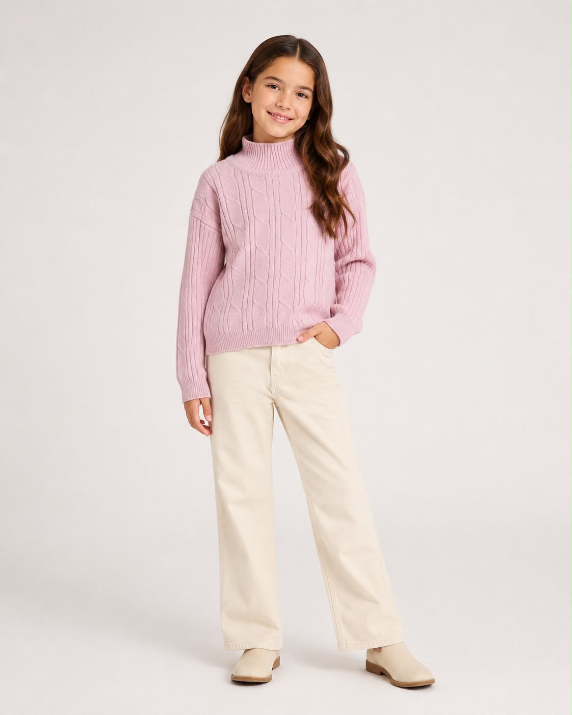 Suéter Tejido para Niña Cuello Alto | Manga Larga | Varios Colores