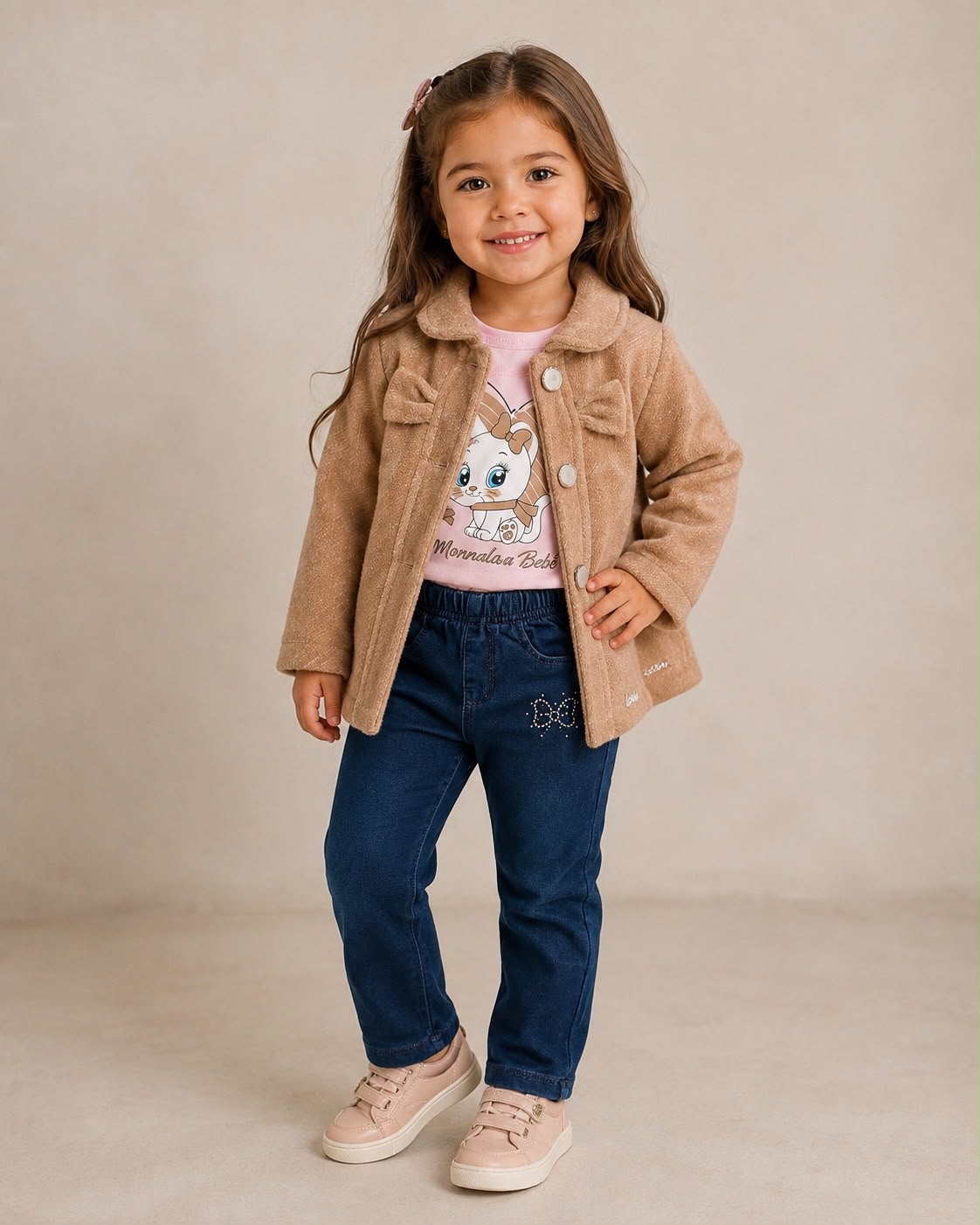 Abrigo de Pana para Niña con Botones | Chamarra Casual y Calientita