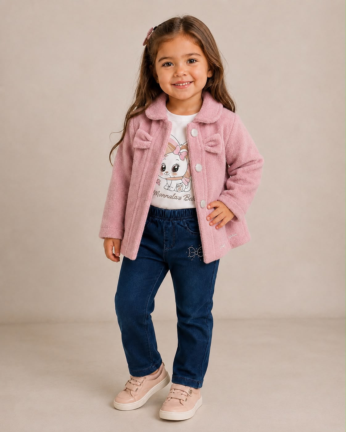 Abrigo de Pana para Niña con Botones | Chamarra Casual y Calientita