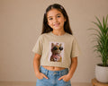 Playera Crop Top Niña Estampa Gatito Cool Moda Infantil