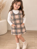 Vestido Jumper para Niña de Cuadros con Bolsas | Look Otoño Invierno ✨