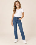 Pantalón de Mezclilla para Niña con Costuras Decorativas | Jeans Corte Recto