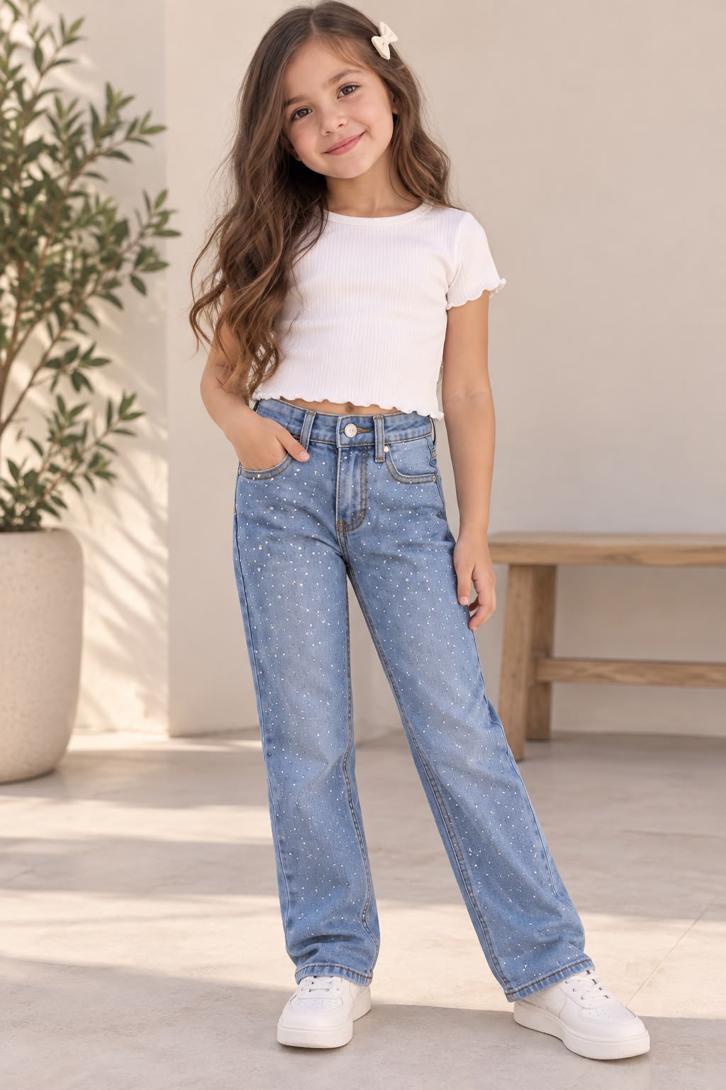 ✨ Jeans Wide Leg para Niña con Brillos  | Pantalón de Mezclilla Holgado ✨