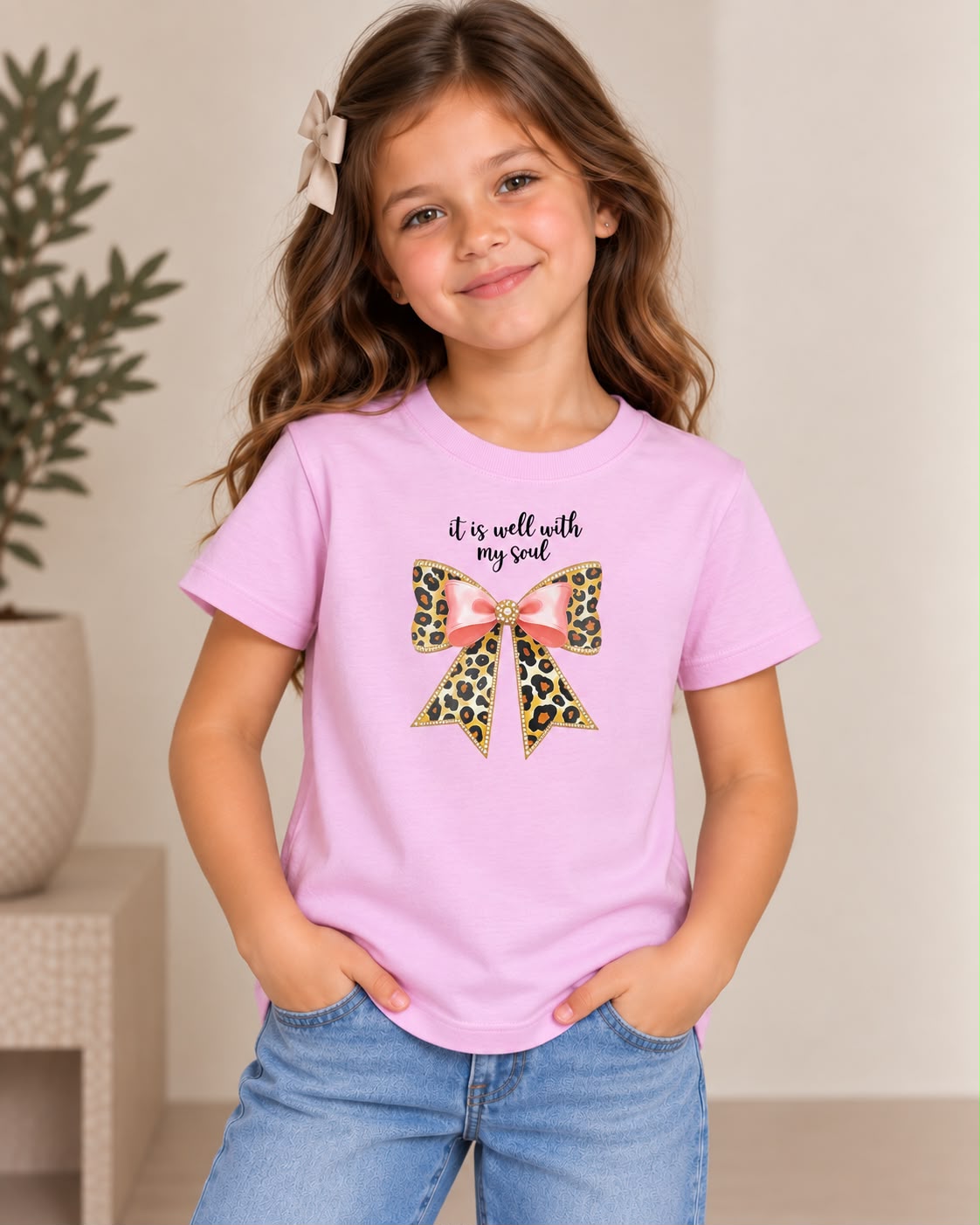 Blusa para Niña con Moño Animal Print 🎀 | Manga Corta | Varios Colores
