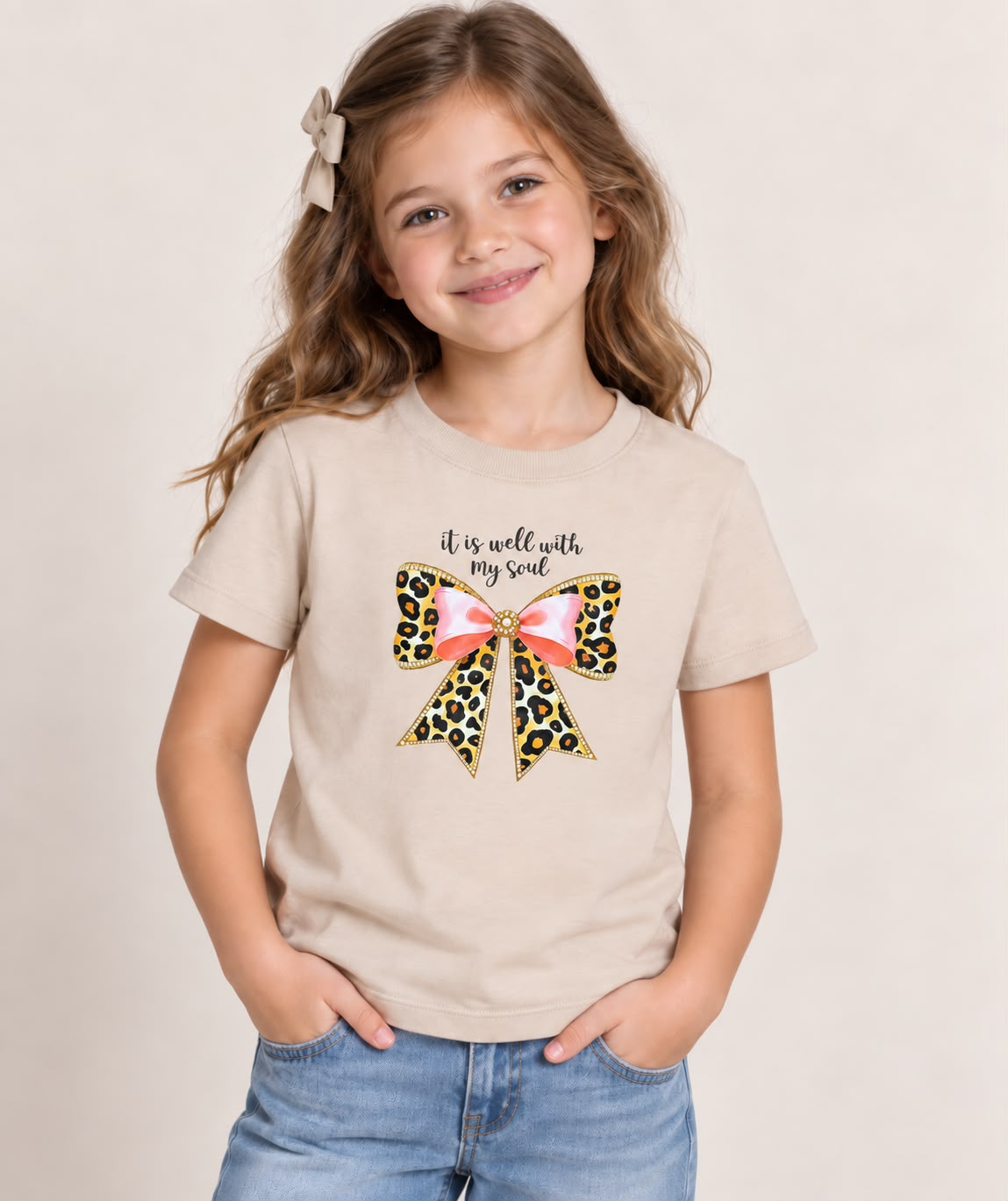Blusa para Niña con Moño Animal Print 🎀 | Manga Corta | Varios Colores