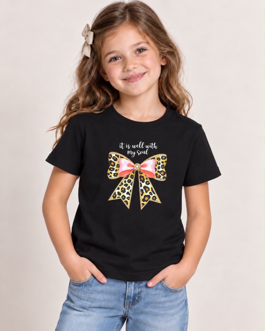 Blusa para Niña con Moño Animal Print 🎀 | Manga Corta | Varios Colores