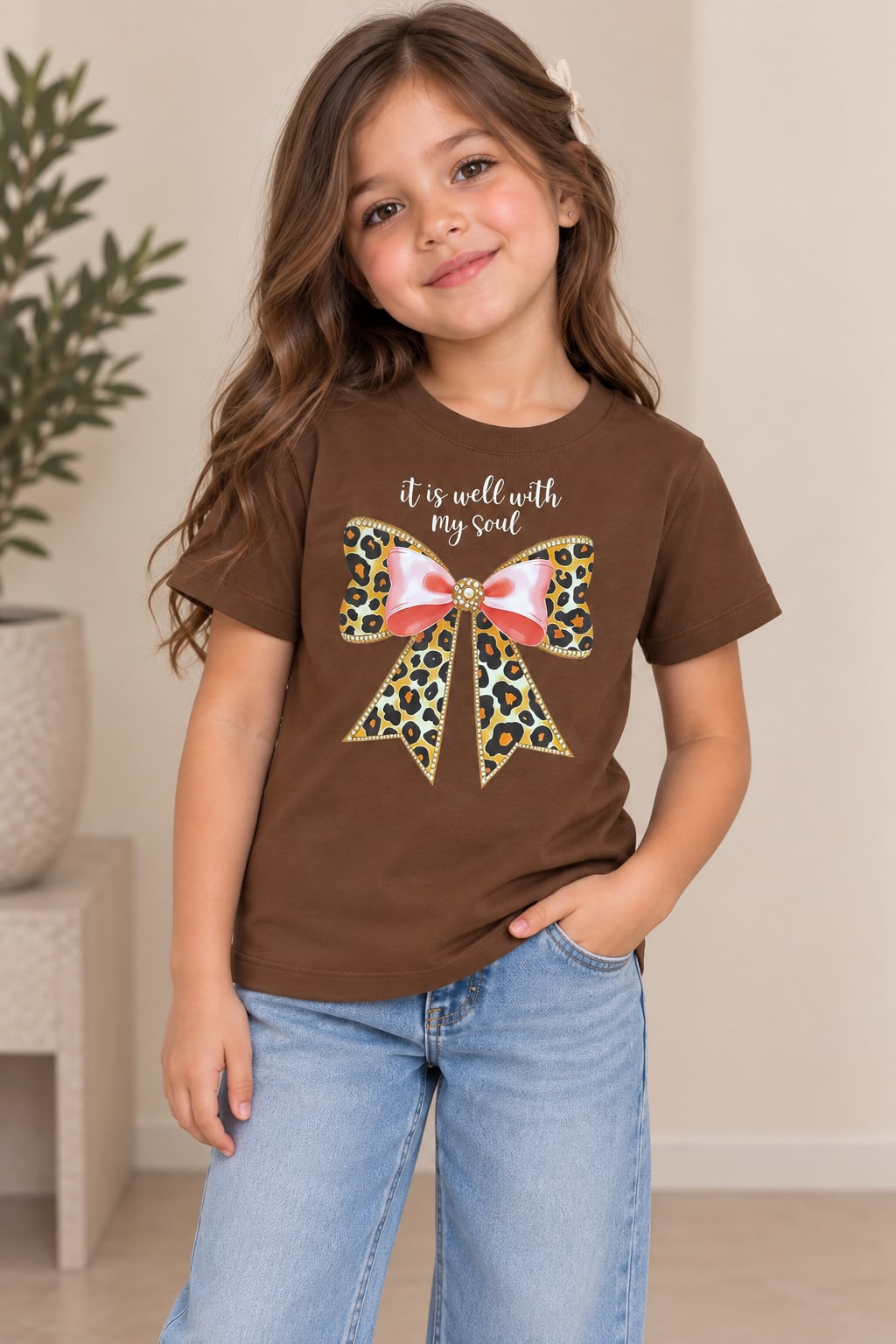 Blusa para Niña con Moño Animal Print 🎀 | Manga Corta | Varios Colores