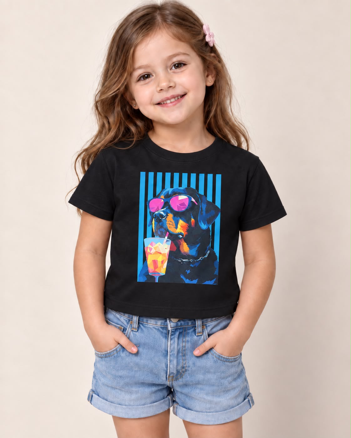 Playera Crop para Niña con Estampado de Perrito | Manga Corta | Varios Colores 🐶✨
