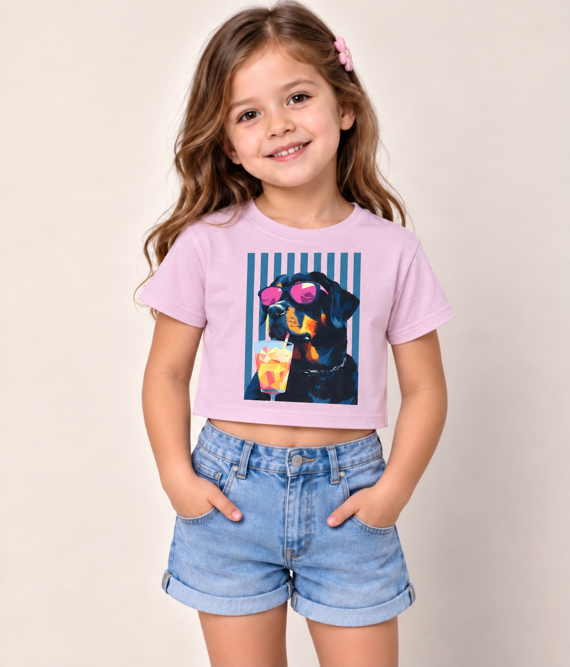 Playera Crop para Niña con Estampado de Perrito | Manga Corta | Varios Colores 🐶✨