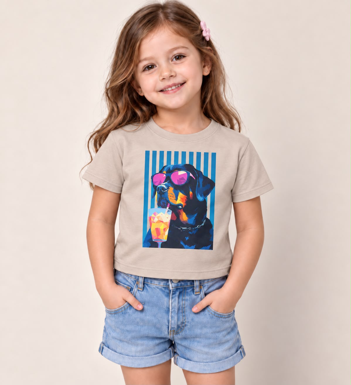 Playera Crop para Niña con Estampado de Perrito | Manga Corta | Varios Colores 🐶✨