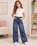 👖 Jeans Wide Leg para Niña con Estrellas y Brillos ✨