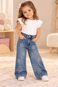 Jeans Wide Leg para Niña con Estrellas de Brillos ✨ Pantalón de Mezclilla