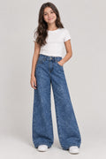 Jeans Wide Leg para Niña con Estampado Floral ✨ Mezclilla Pierna Ancha
