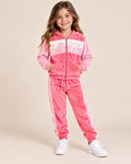 Conjunto Deportivo de Terciopelo para Niña Azul Marino con Rosa 💙🩷