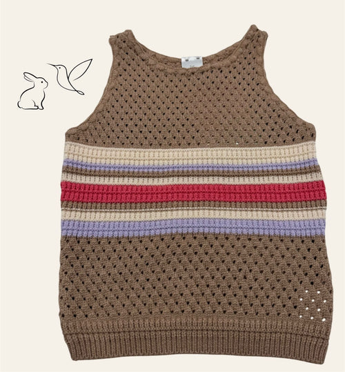 Blusa de Punto Calado con Rayas Boho | Estilo Retro Trendy ✨